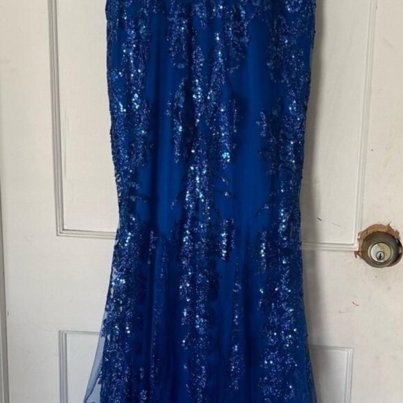 Elegant royal blue bodycon dress for evening parties/balls - Picture 2 of 2